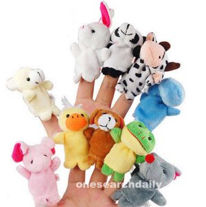 חם ברשת ! צעצועים  10 Pcs Family Finger Puppets Cloth Doll Baby Educational Hand Cartoon Animal Toy