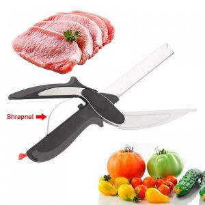 חם ברשת ! למטבח  2 in 1 Stainless Steel Kitchen Knife Shears Food Fruits Vegetable Slicer Cutting